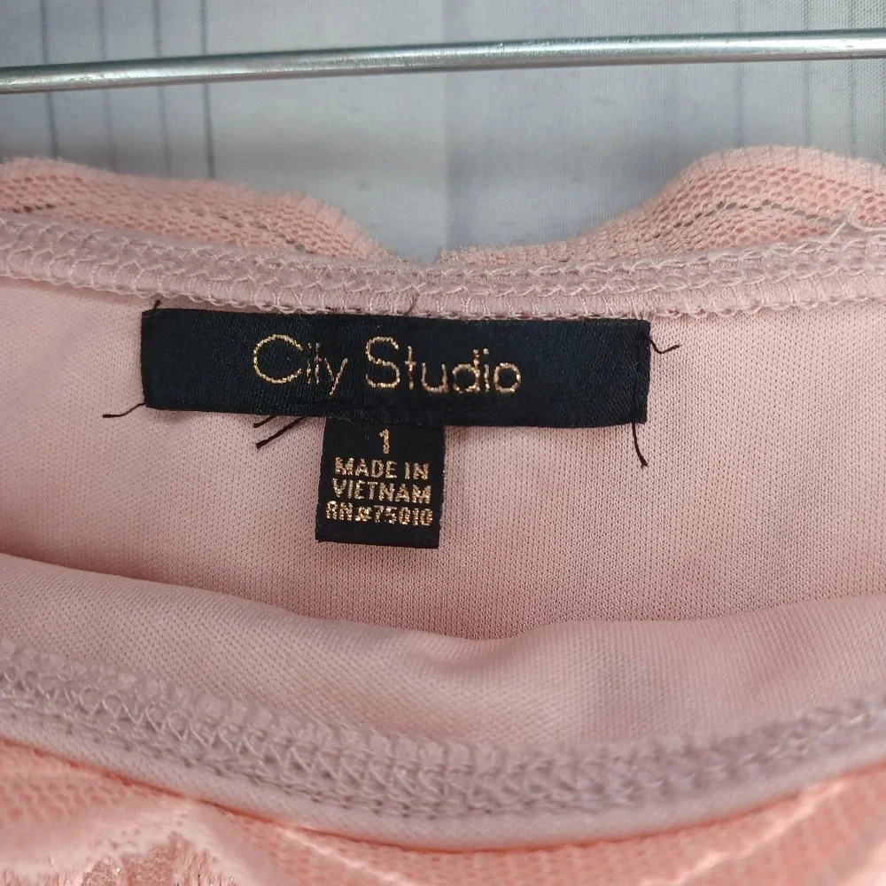 City Studio off the shoulder pink sparkle dress. - Picture 13 of 13